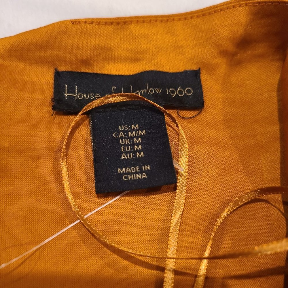 NWOT House of Harlow 1960 Bronze Halter Neck Gown Women's Size M - Picture 3 of 10